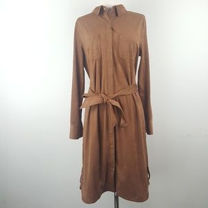 Soft Surroundings Faux SuedeBrown Shirt Dress sz M